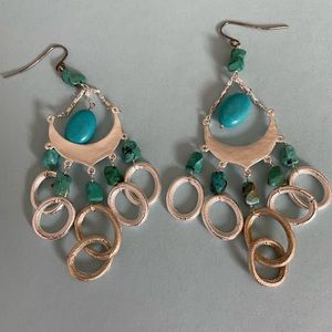 Turquoise and silver chandelier earrings